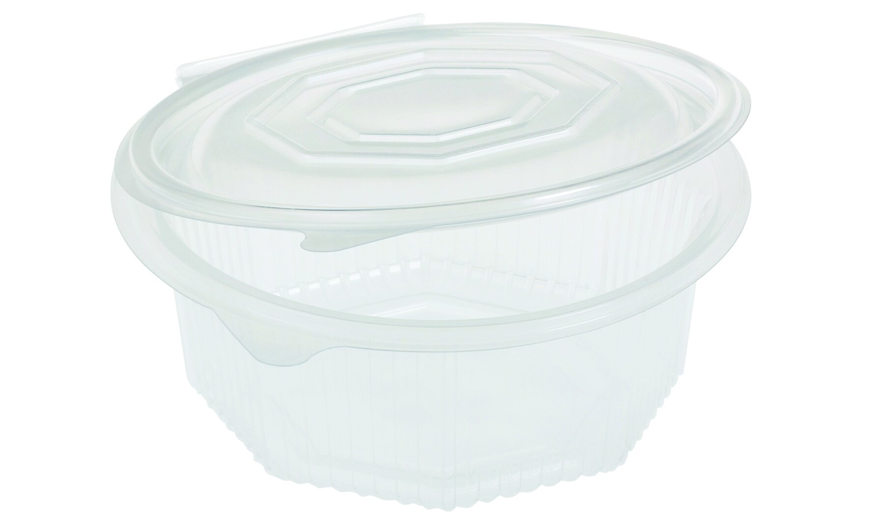 Schale mit Klappdeckel PP, transparent, achteckig,  750 ml