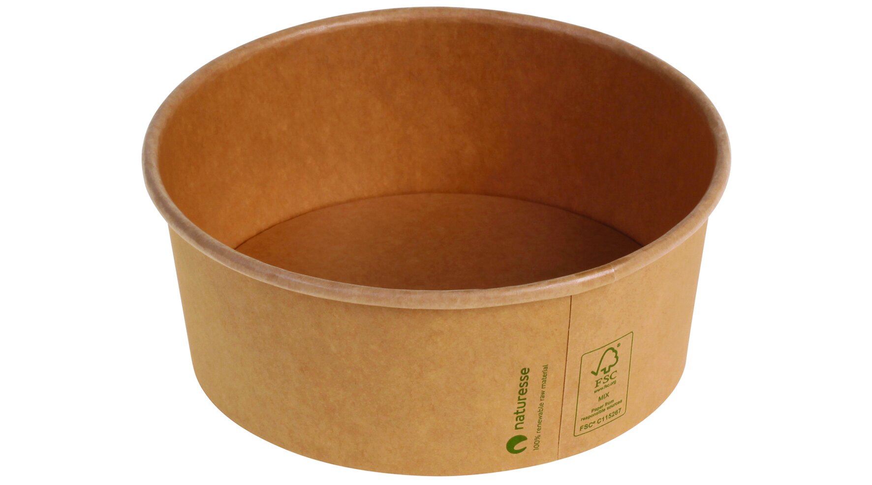 Schale naturesse Karton/PLA, braun, rund, 690 ml