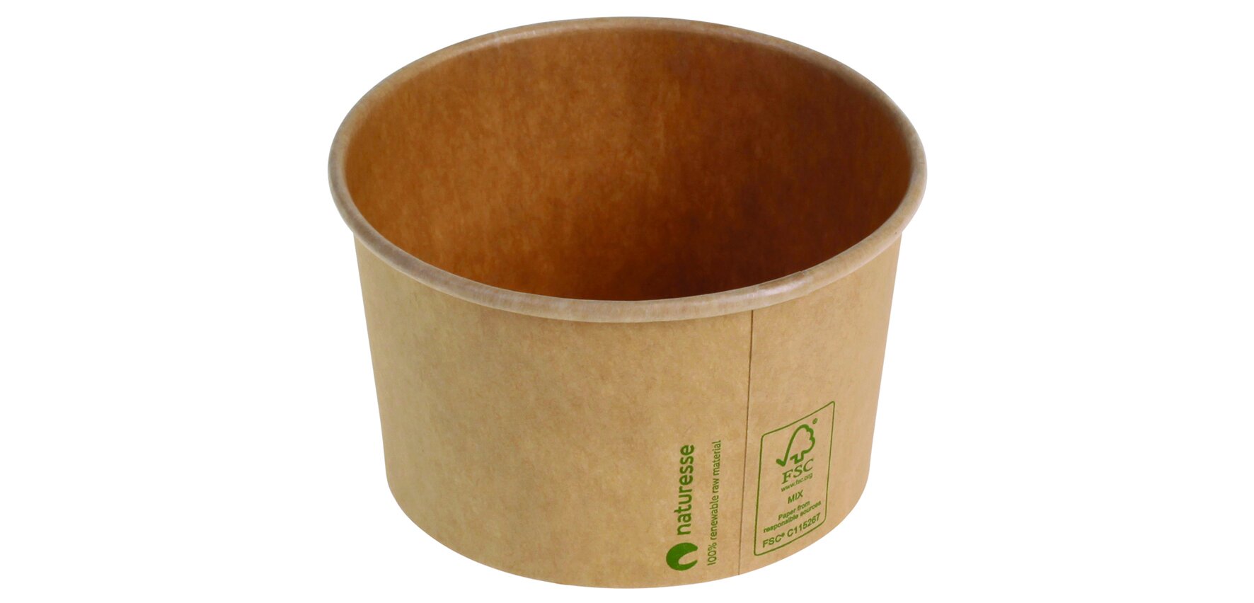 Becher naturesse Karton/PLA, braun, rund, 340 ml