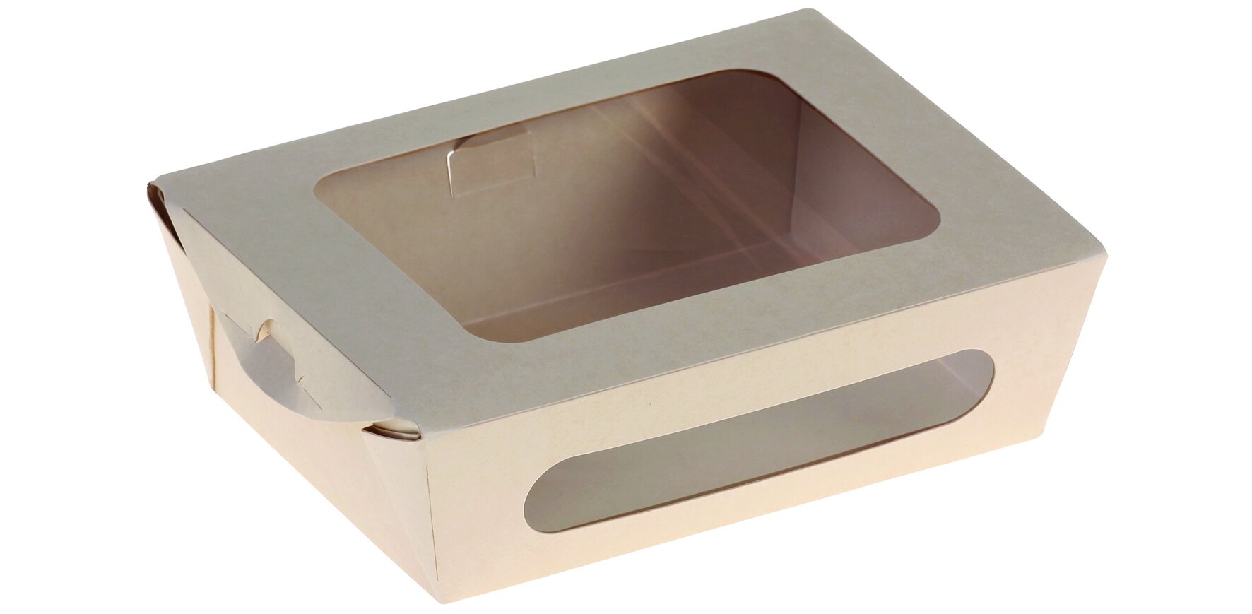 Take-away-Schachtel mit Sichtfenster naturesse Bambus-Papier/PLA, 800 ml