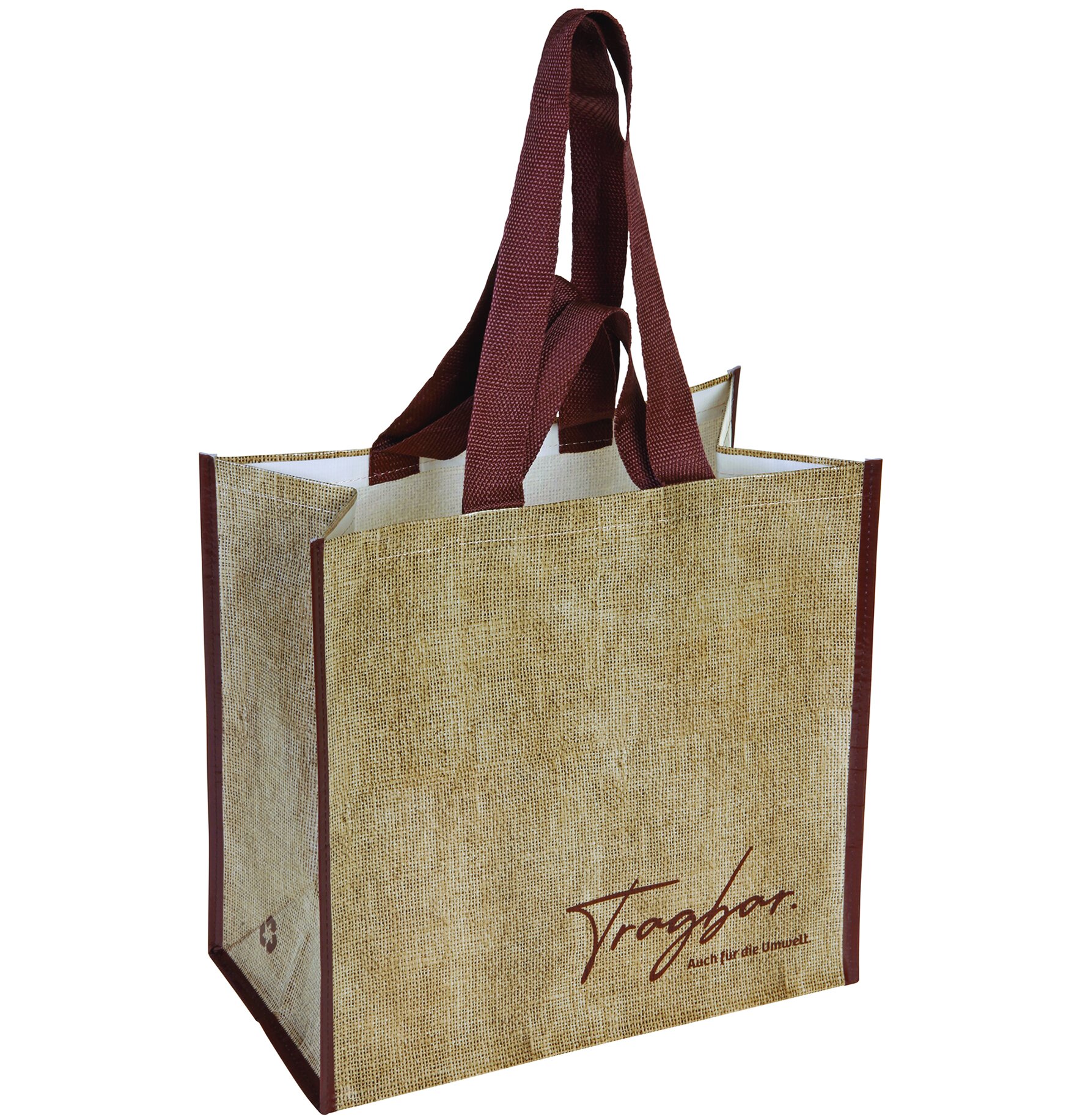 Tragetasche Mehrweg PET, braun, 37 x 36 x 20 cm