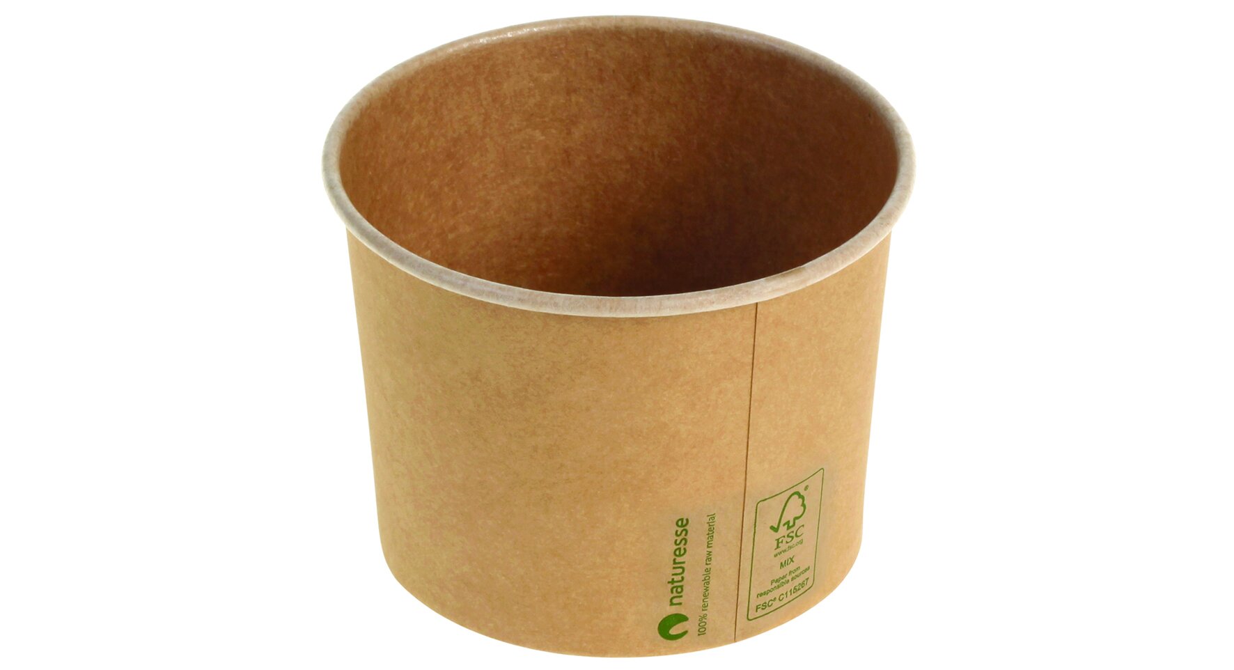 Becher naturesse Karton/PLA, braun, rund, 440 ml