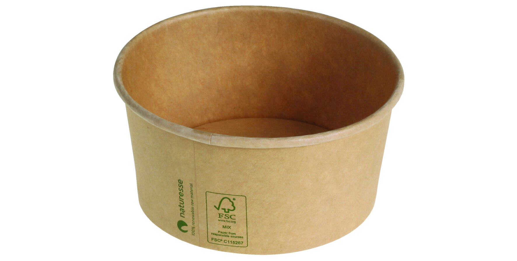 Schale naturesse Karton/PLA, braun, rund, 445 ml