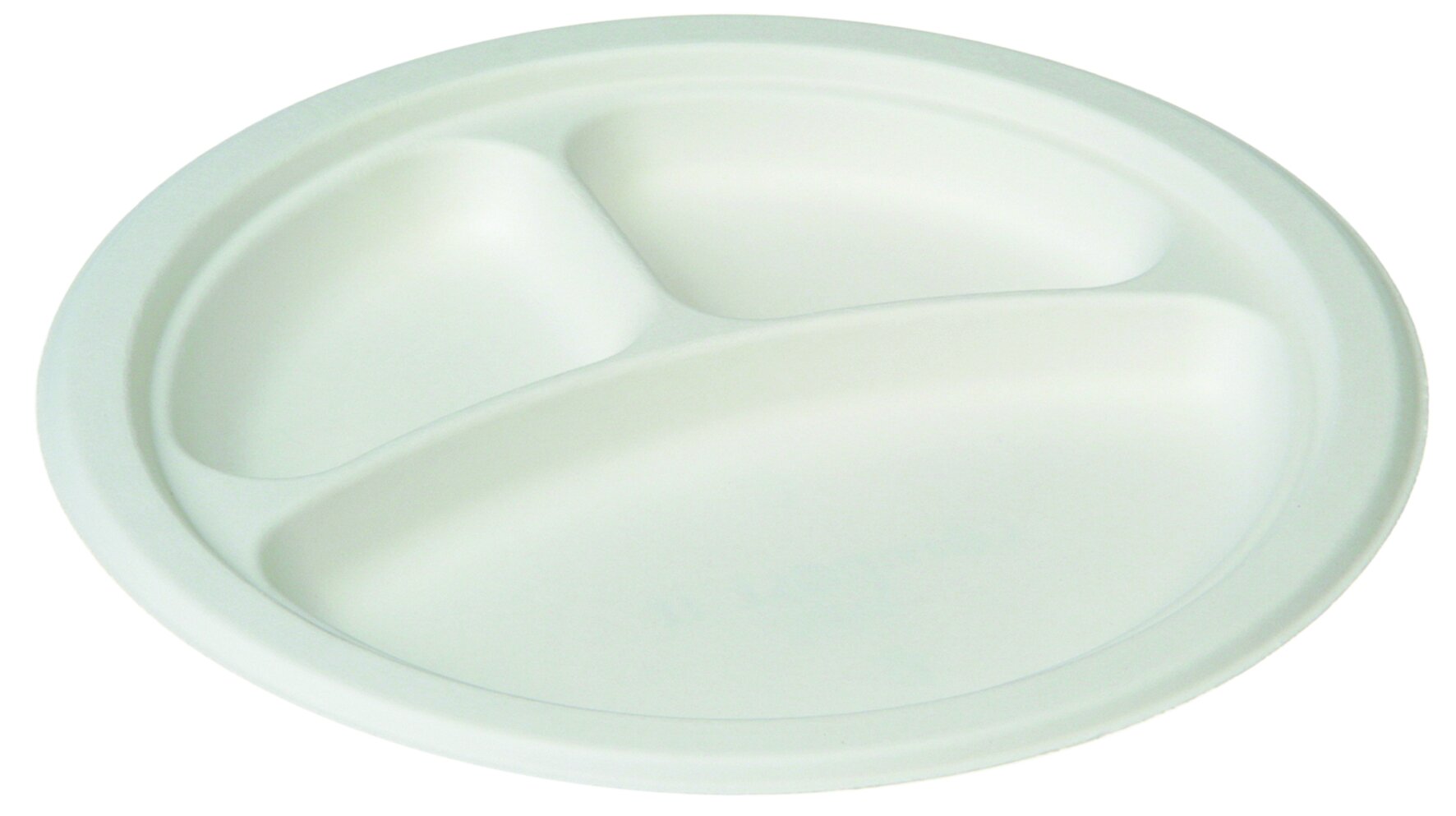 Teller eco-line Zuckerrohr, weiß, rund, 3-geteilt, Ø 26 cm