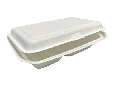 Menüschale mit Klappdeckel suplesse Zuckerrohr, weiß, 2-geteilt,  500 ml