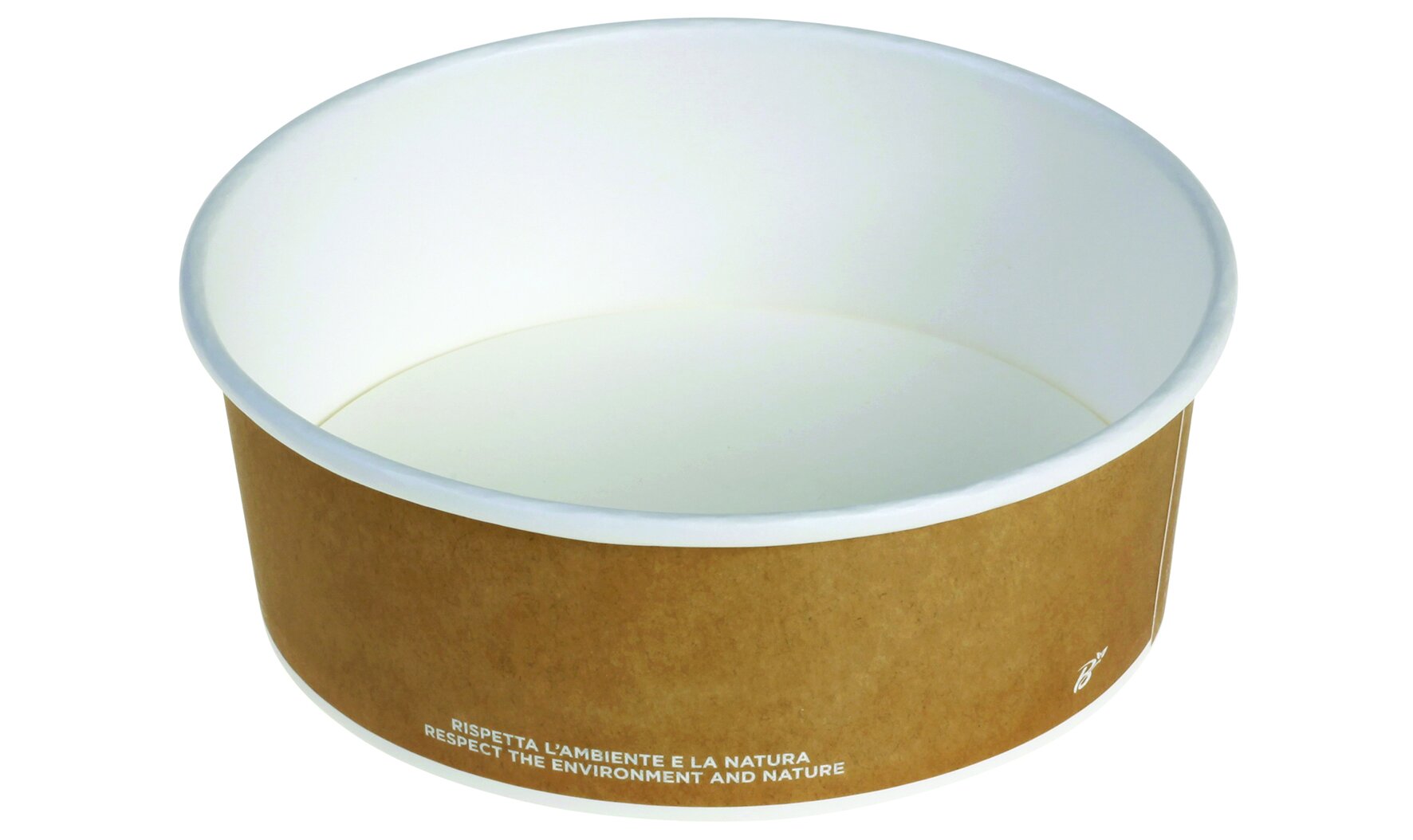 Schale naturesse Karton/PLA, braun/weiß,  rund, 1200 ml