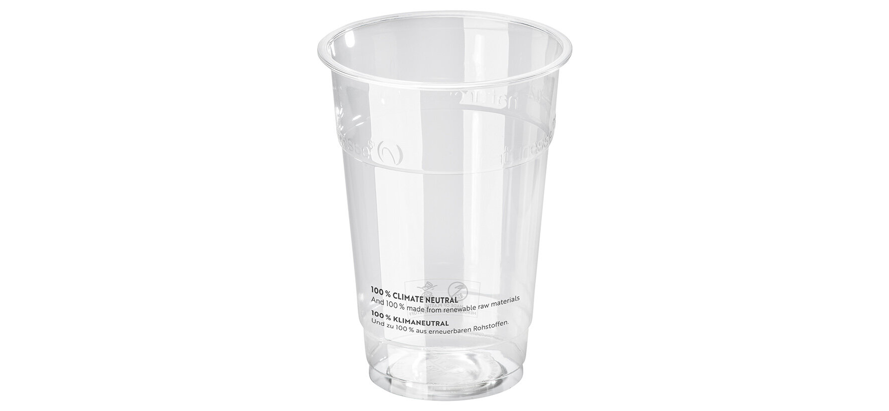 Trinkbecher geeicht 200 ml SUP-Logo naturesse PLA, transparent, 250 ml