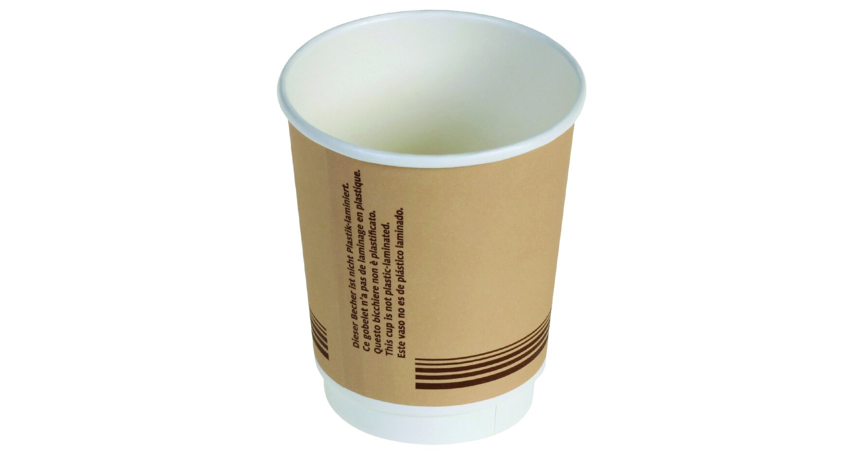 Becher ohne Plastiklaminierung naturesse Karton, braun, doppelwandig, 200 ml