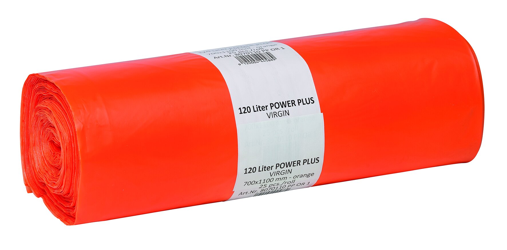Müllsäcke HDPE, orange, 120 l, 45 my