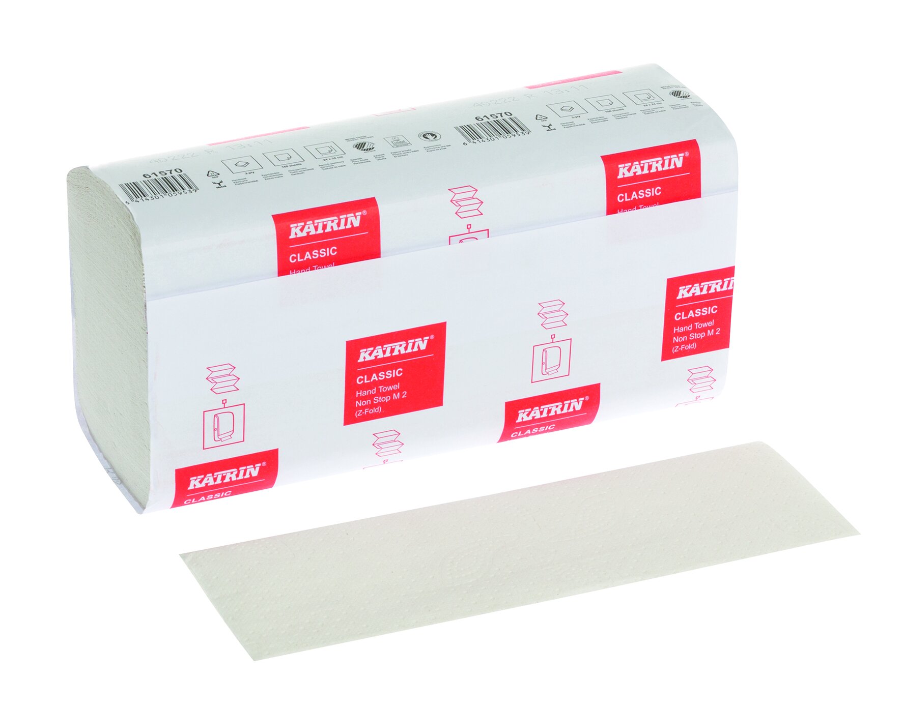Papierhandtuch Katrin Classic weiß, 2-lagig, Z-Falz, 24 x 24 cm