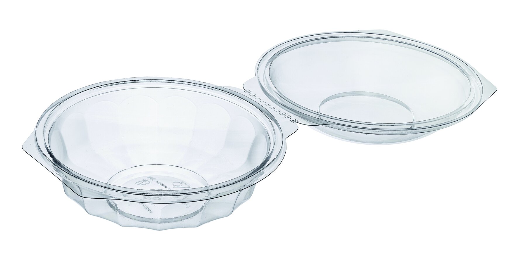 Schale mit Klappdeckel PET, transparent, rund, 375 ml