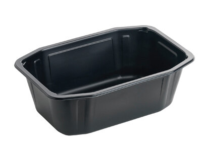 Menüschale PP, schwarz, rechteckig, 1395 ml