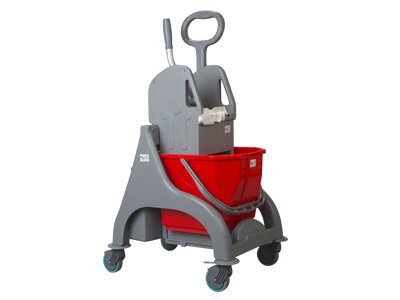 Reinigungswagen mit Eimer, grau/rot, 25 l