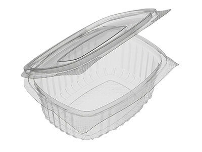 Schale mit Klappdeckel PET, transparent, rechteckig, 375 ml