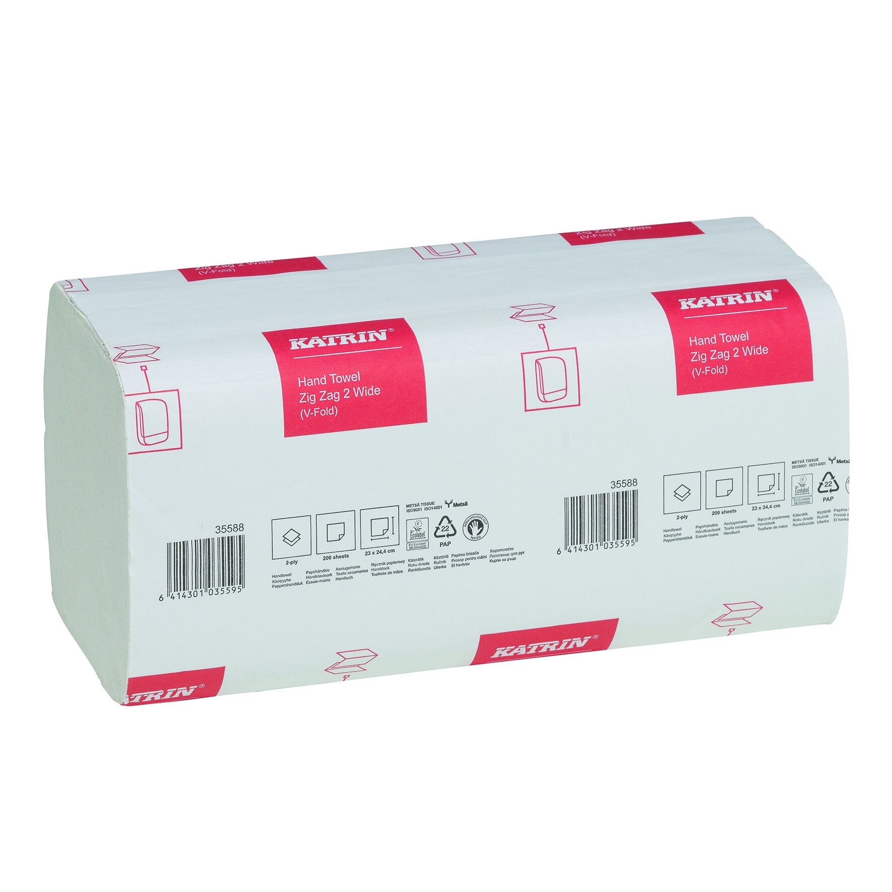 Papierhandtuch Katrin Classic weiß, 2-lagig, V-Falz, 24,4 x 23 cm