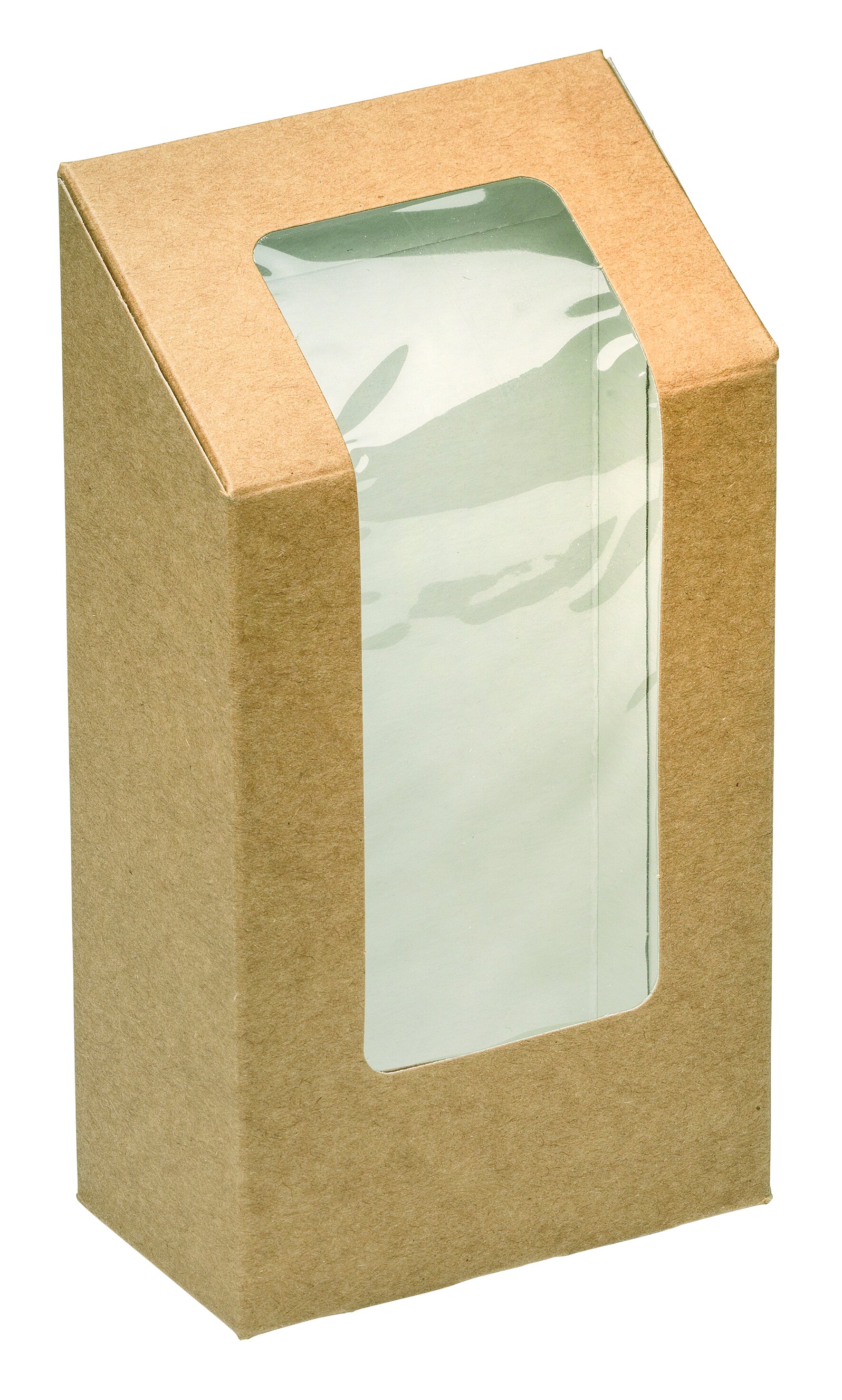 Take-away-Schachtel mit Sichtfenster naturesse Karton/PLA, braun, 9 cm