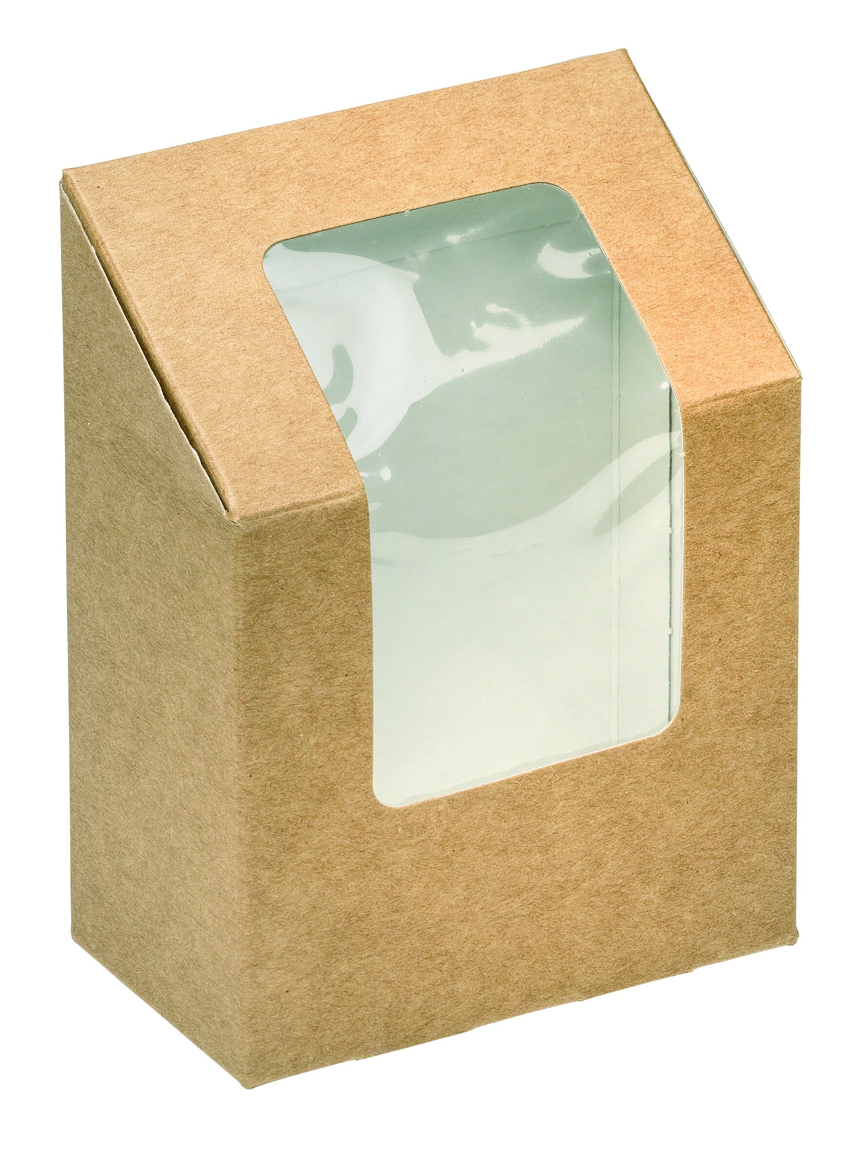 Take-away-Schachtel mit Sichtfenster naturesse Karton/PLA, braun, 13 cm