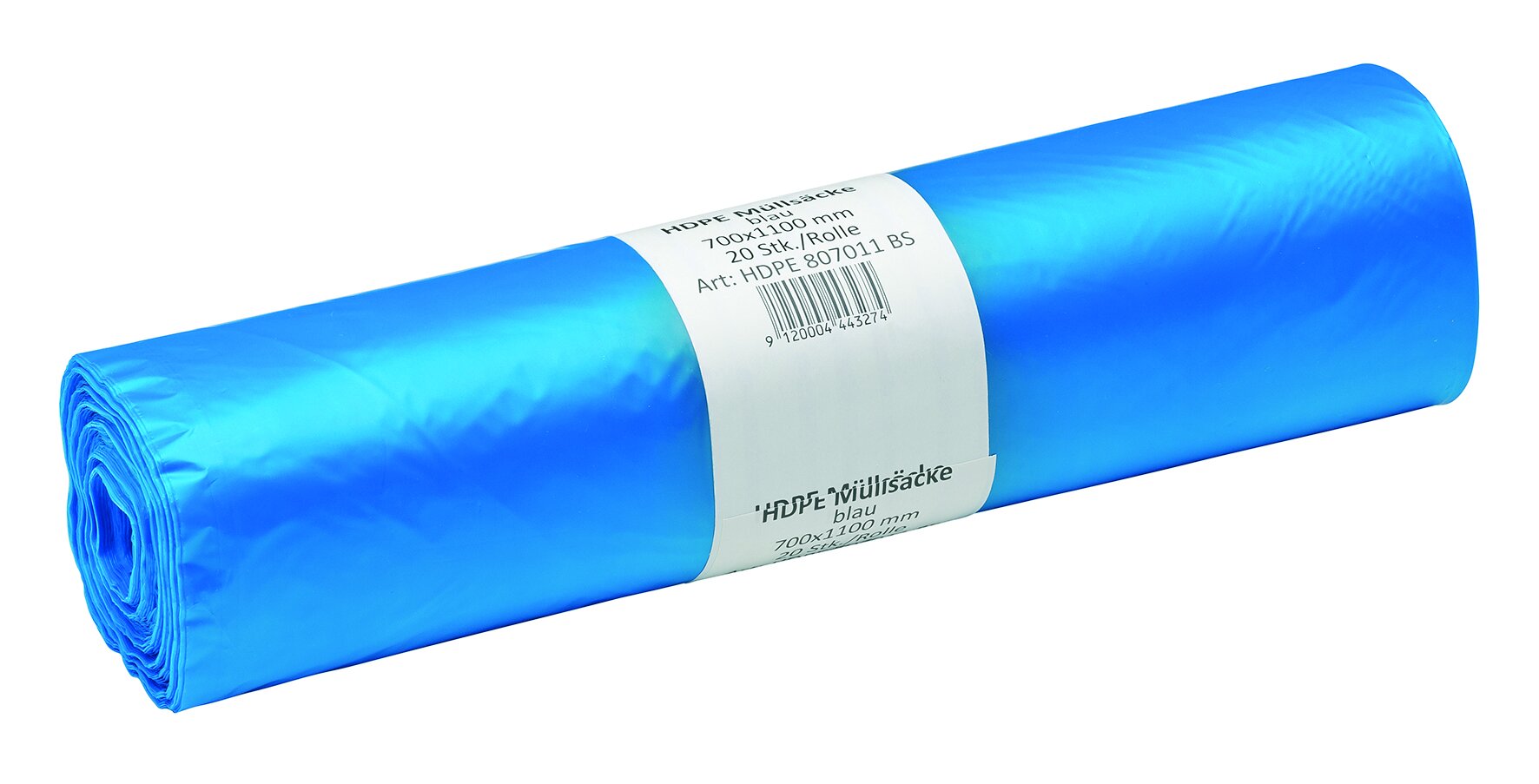 Müllsäcke HDPE, blau, 120 l, 23 my