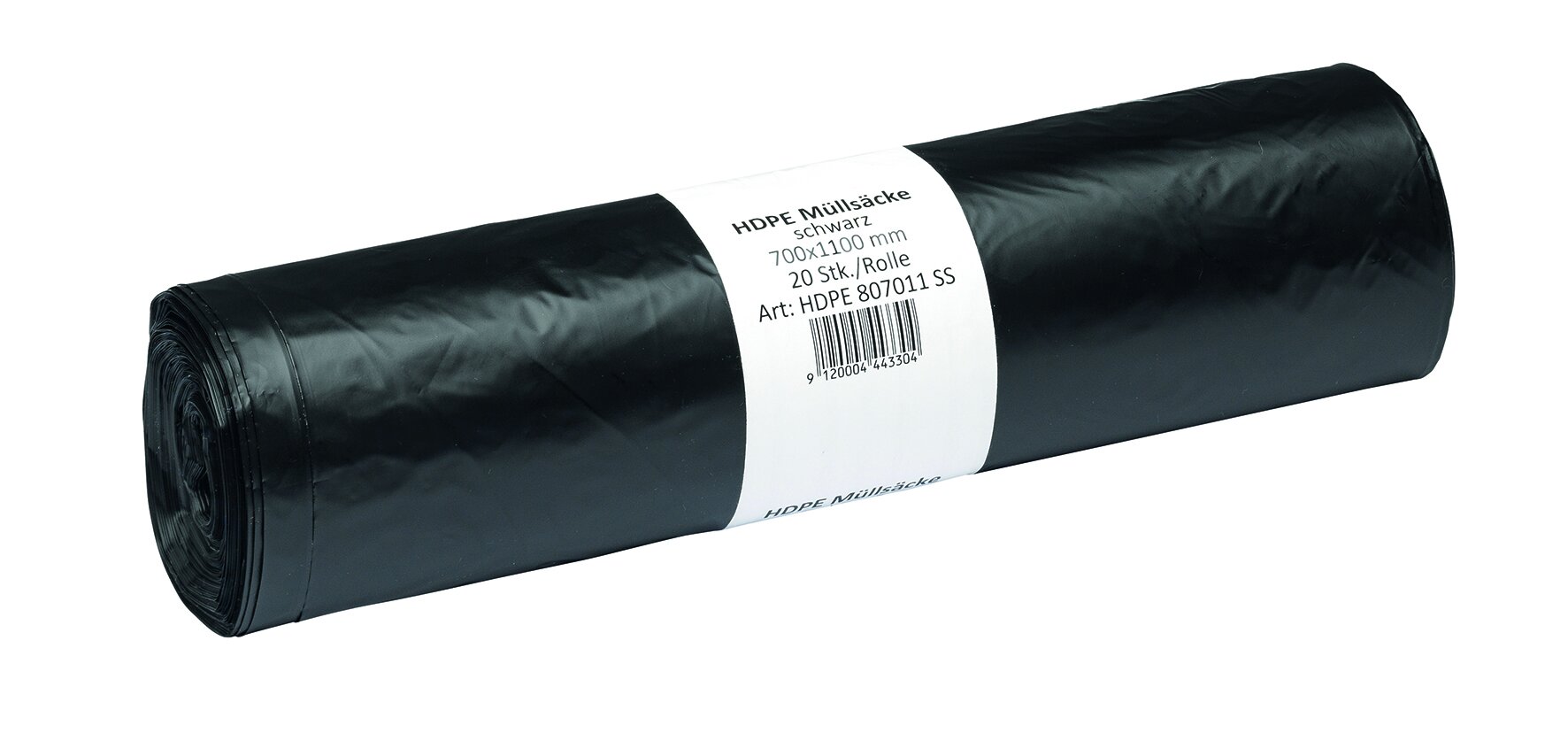 Müllsäcke HDPE, schwarz, 120 l, 23 my