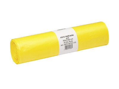 Müllsäcke HDPE, gelb, 120 l, 25 my