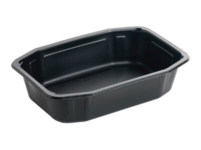 Menüschale PP, schwarz, rechteckig, 840 ml