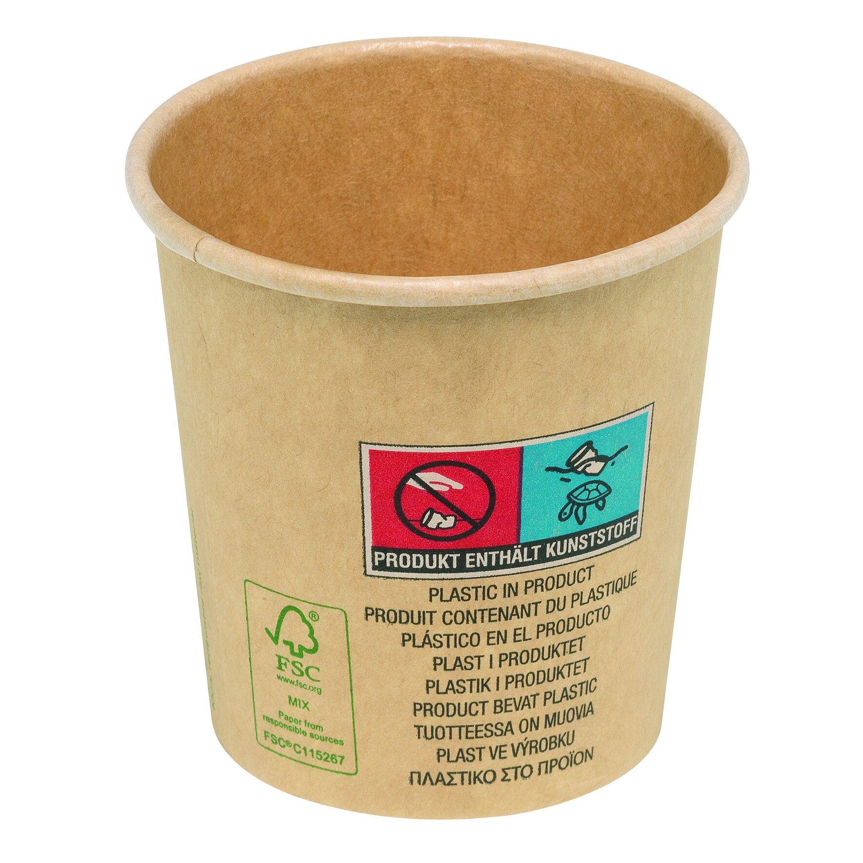 Becher SUP-Logo naturesse Karton/PLA, braun, 400 ml