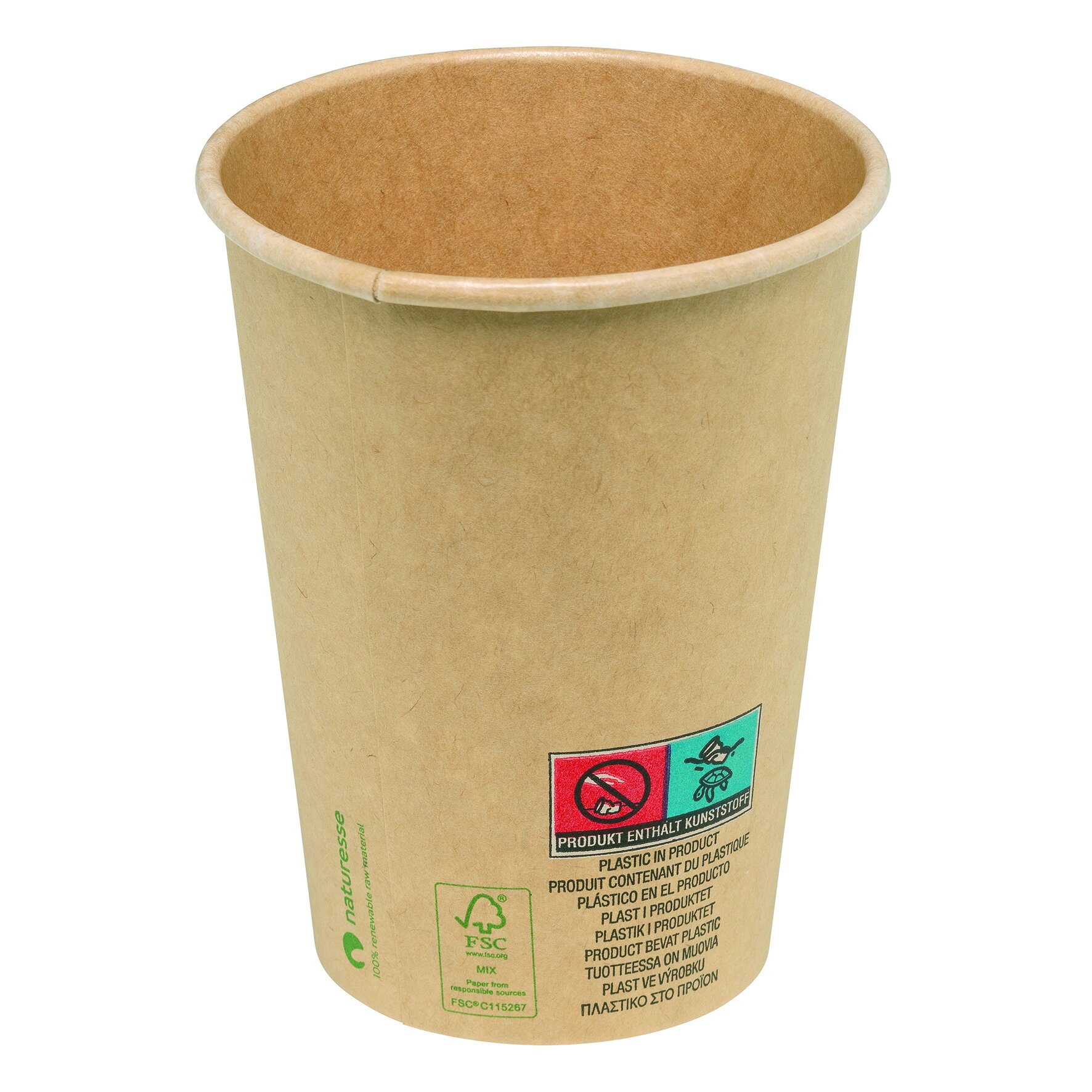 Becher SUP-Logo naturesse Karton/PLA, braun, 400 ml