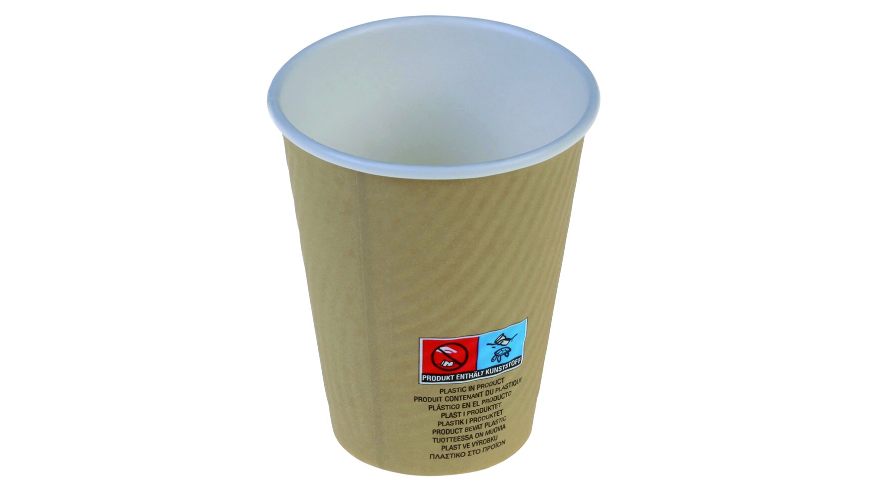 Becher SUP-Logo naturesse Karton/PLA, braun, doppelwandig, geprägt, 200 ml