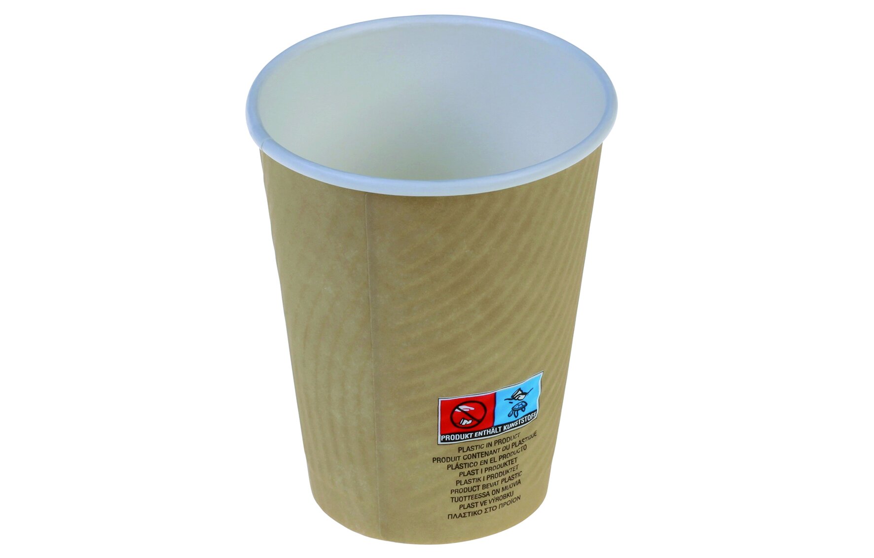 Becher SUP-Logo naturesse Karton/PLA, braun, doppelwandig, geprägt, 300 ml