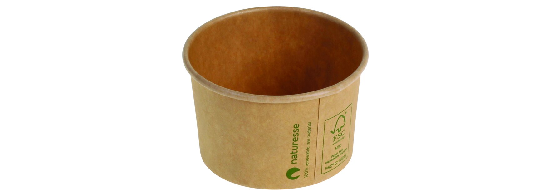 Becher ohne Plastiklaminierung naturesse Karton, braun, rund, 65 ml