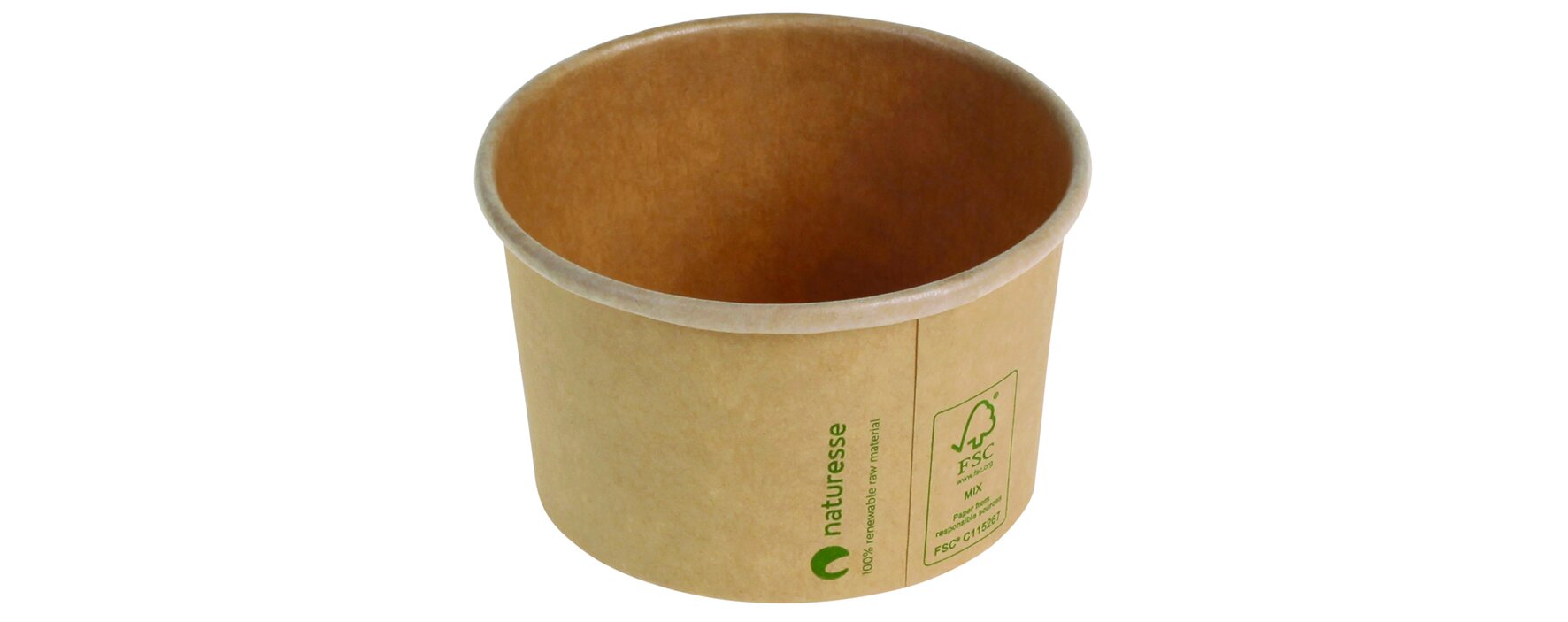 Becher ohne Plastiklaminierung naturesse Kraft-Karton, braun, 180 ml