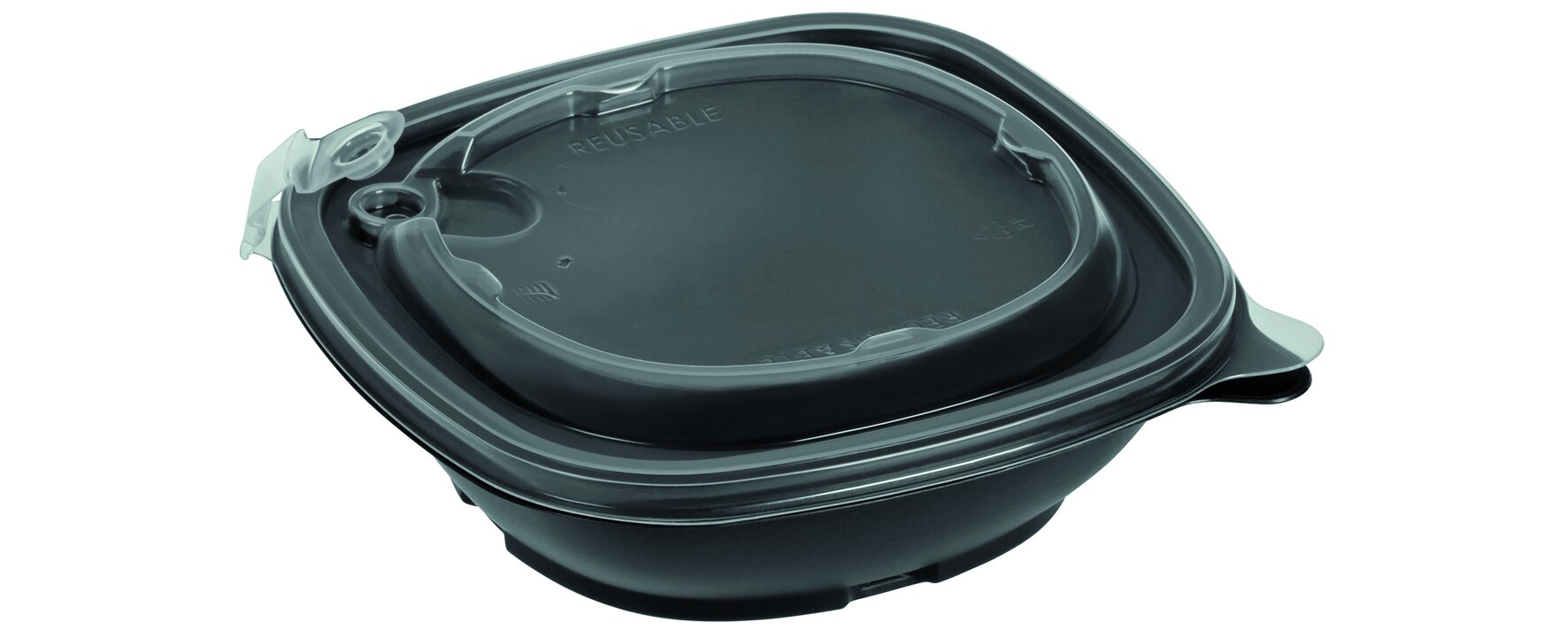 Mehrwegschale mit Deckel suplesse PP, schwarz/transparent, 500 ml