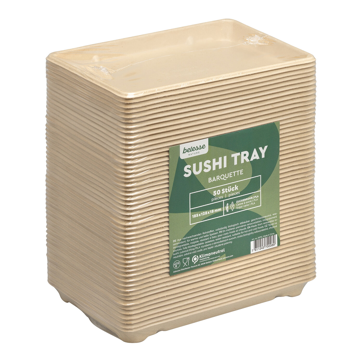 Take-away Platte naturesse, Zuckerrohr/PLA, 18,5 x 12,8 cm