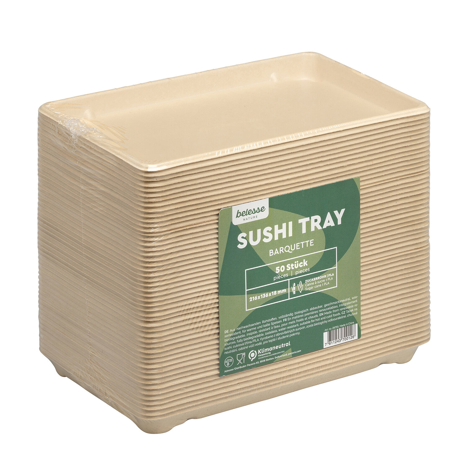 Take-away Platte naturesse, Zuckerrohr/PLA, 21,6 x 13,6 cm