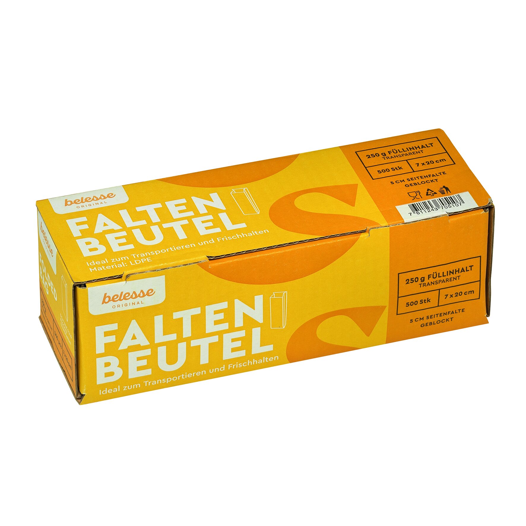 Faltenbeutel LDPE, transparent, 7 x 20 cm