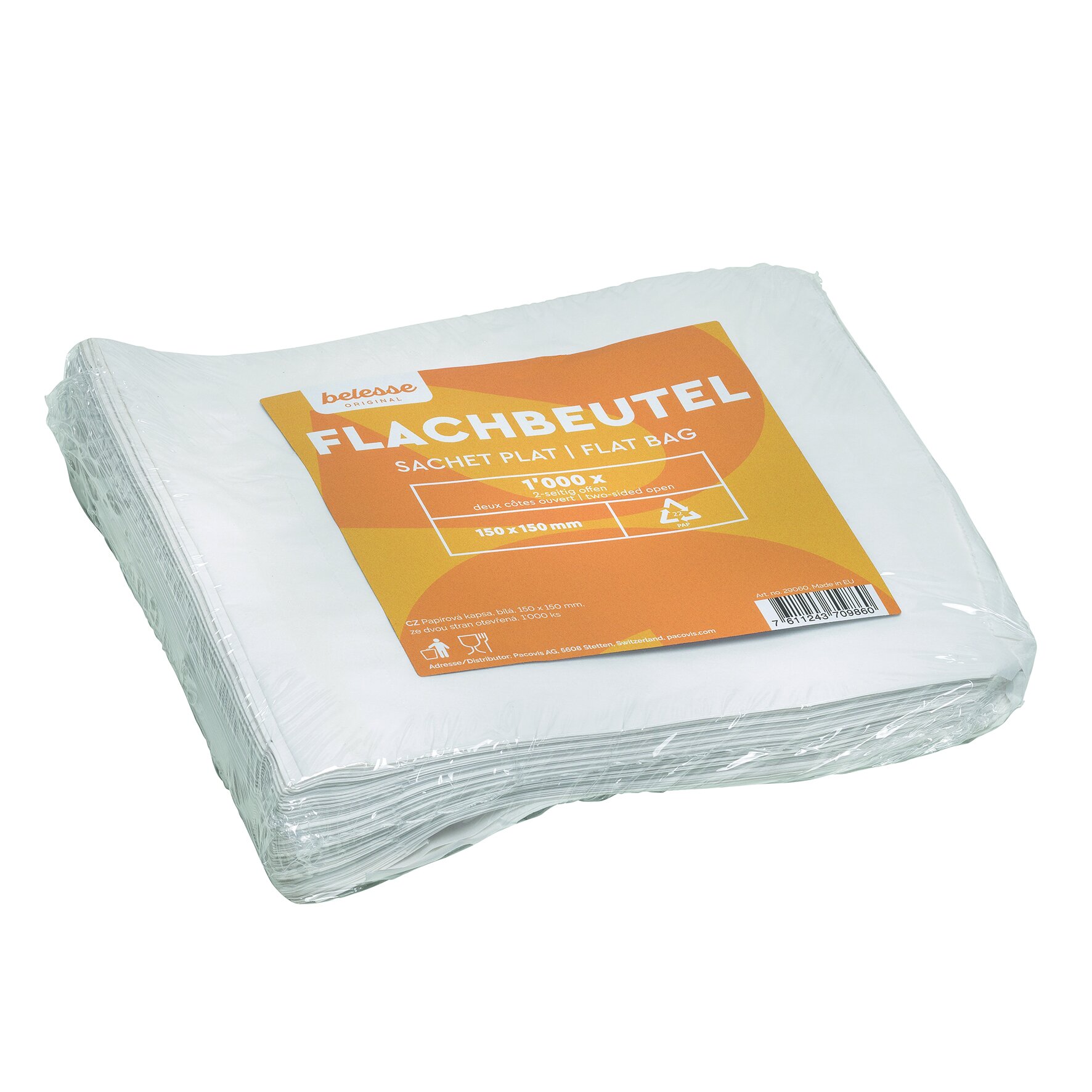 Burgertüte suplesse Papier, weiß, 2-seitig offen, 15 x 15 cm