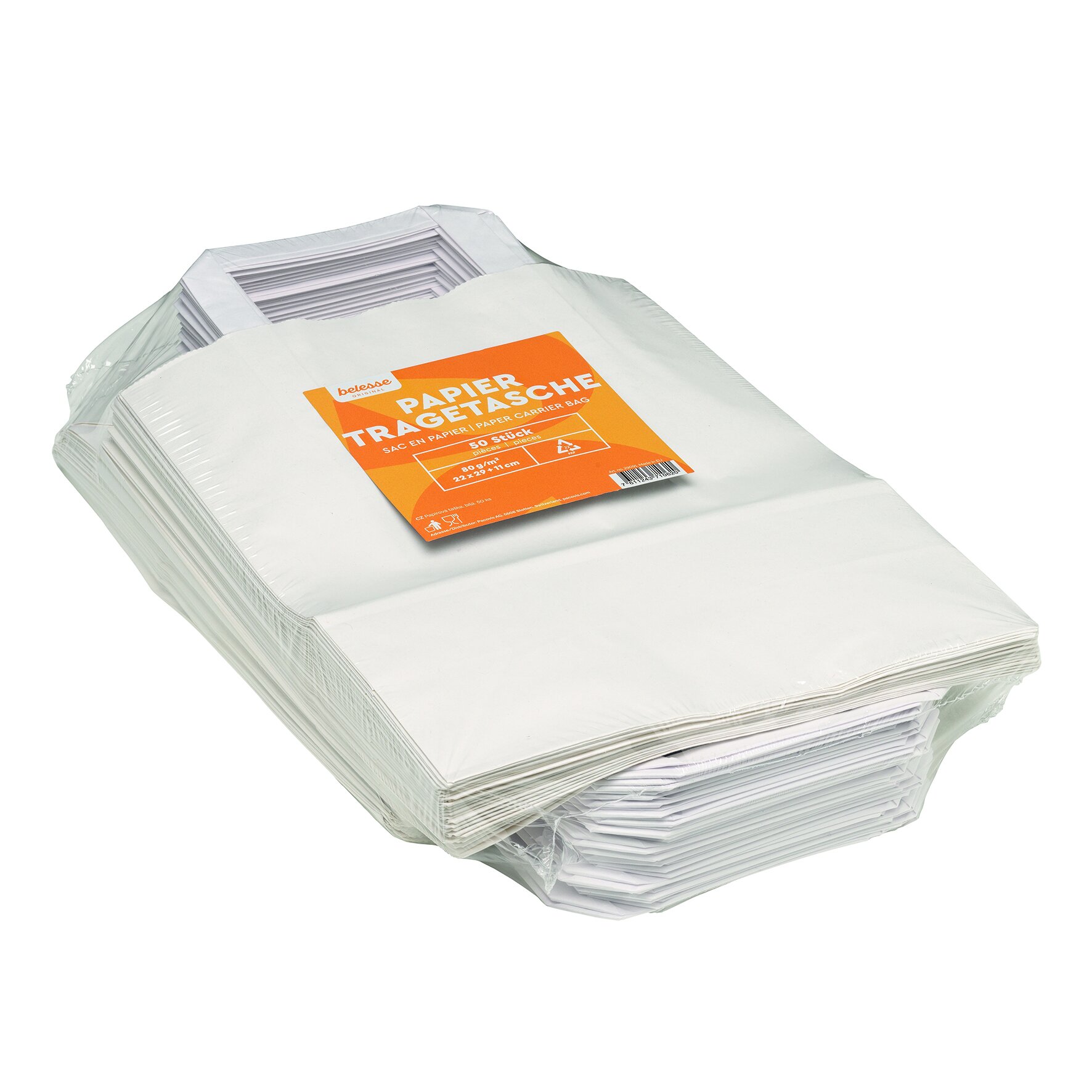 Tragetasche belesse Papier weiß, 80 g/m², 22 x 29 x 11 cm