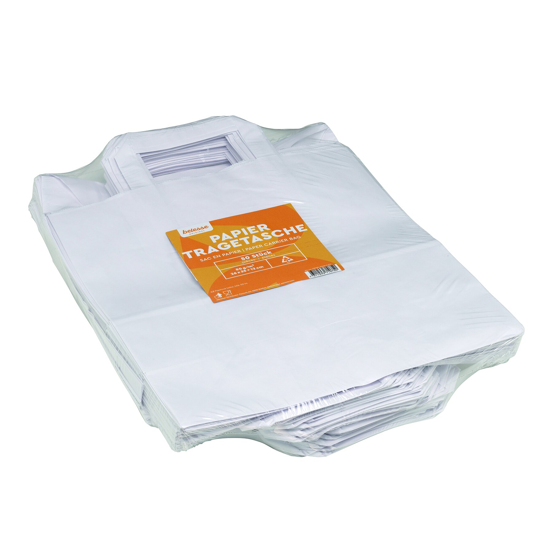Tragetasche belesse Papier weiß, 80 g/m², 26 x 35 x 12 cm