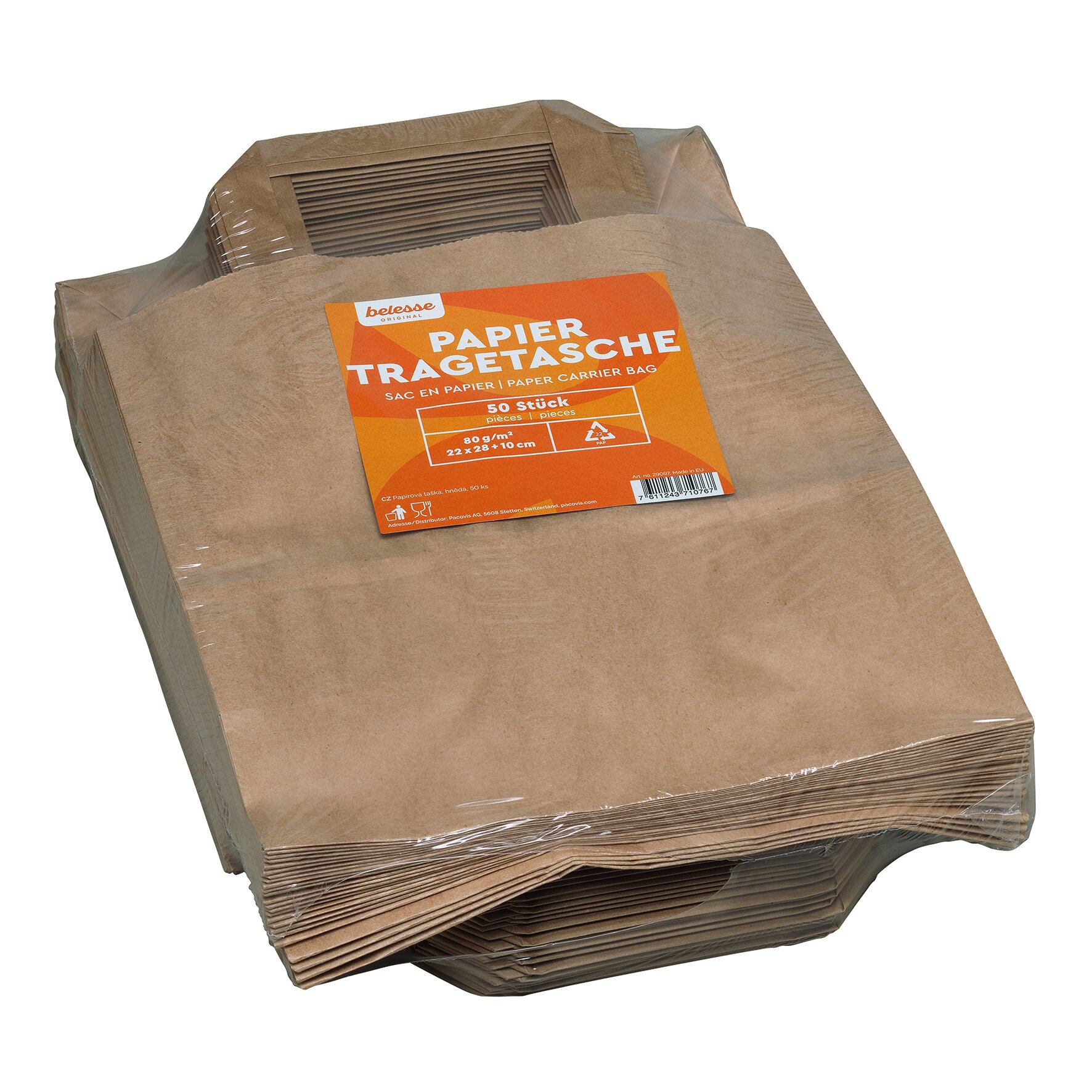 Tragetasche belesse Papier braun, 80 g/m², 22 x 28 x 10 cm