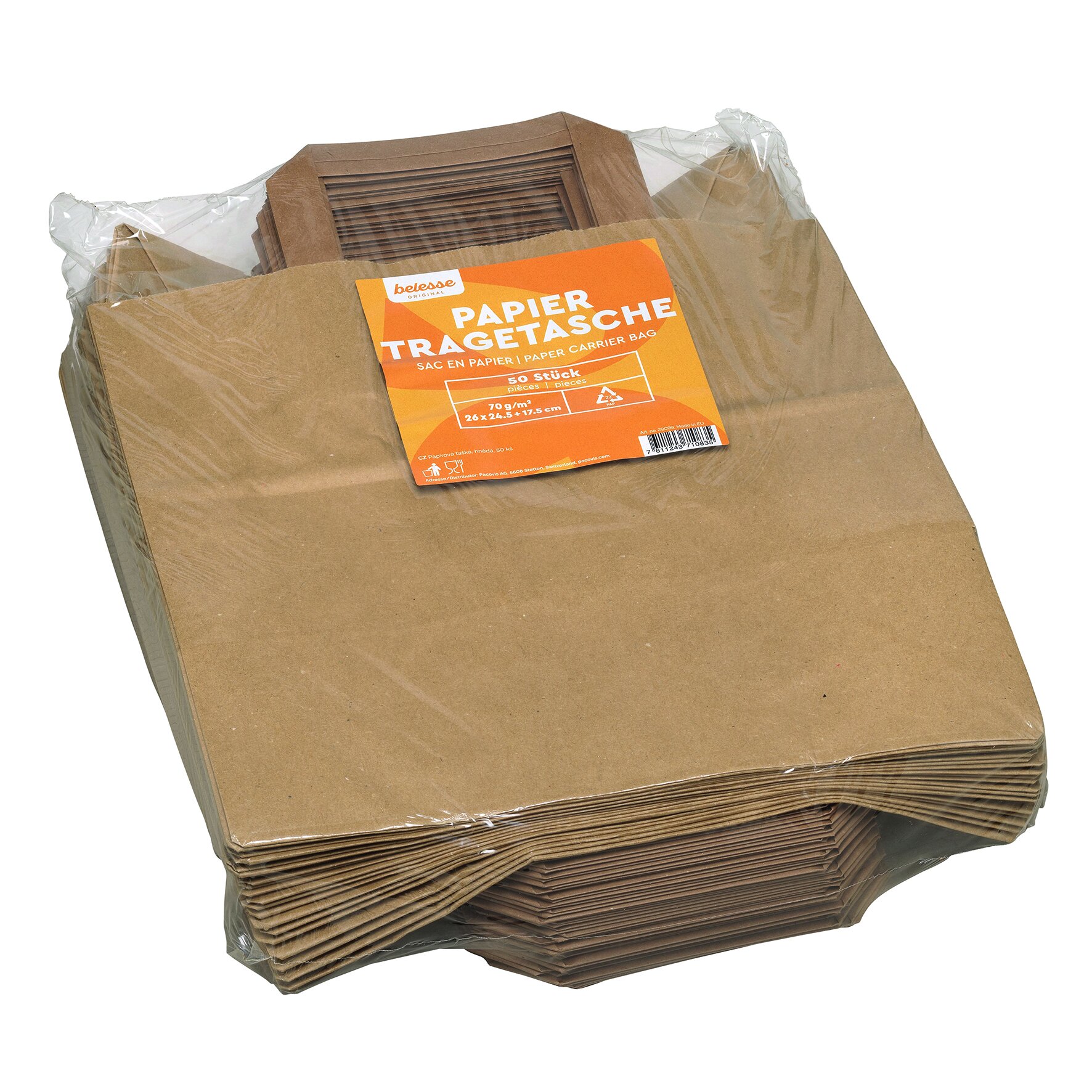 Tragetasche belesse Papier braun, 70 g/m², 26 x 24,5 x 17,5 cm