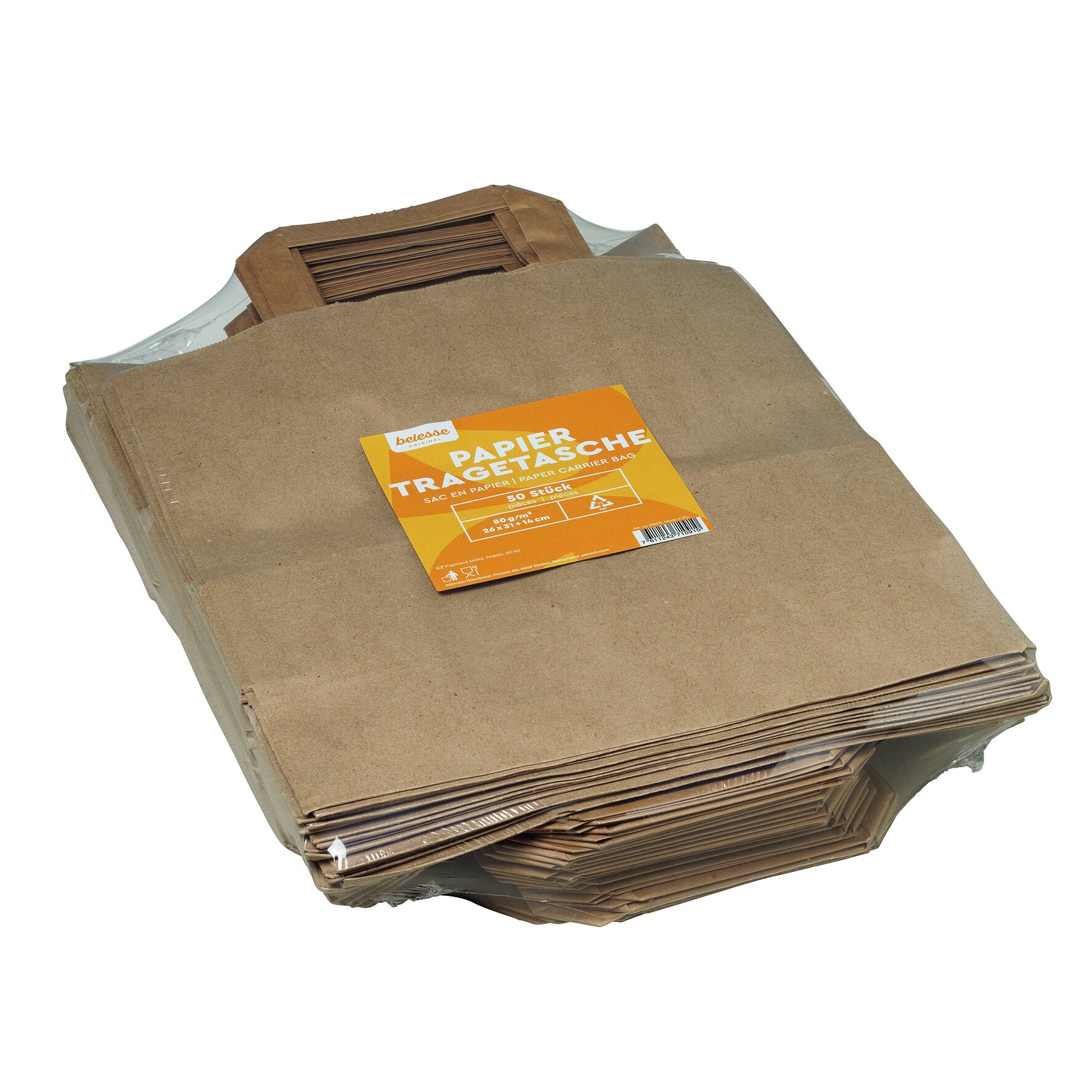 Tragetasche belesse Papier braun, 80 g/m², 26 x 31 x 14 cm