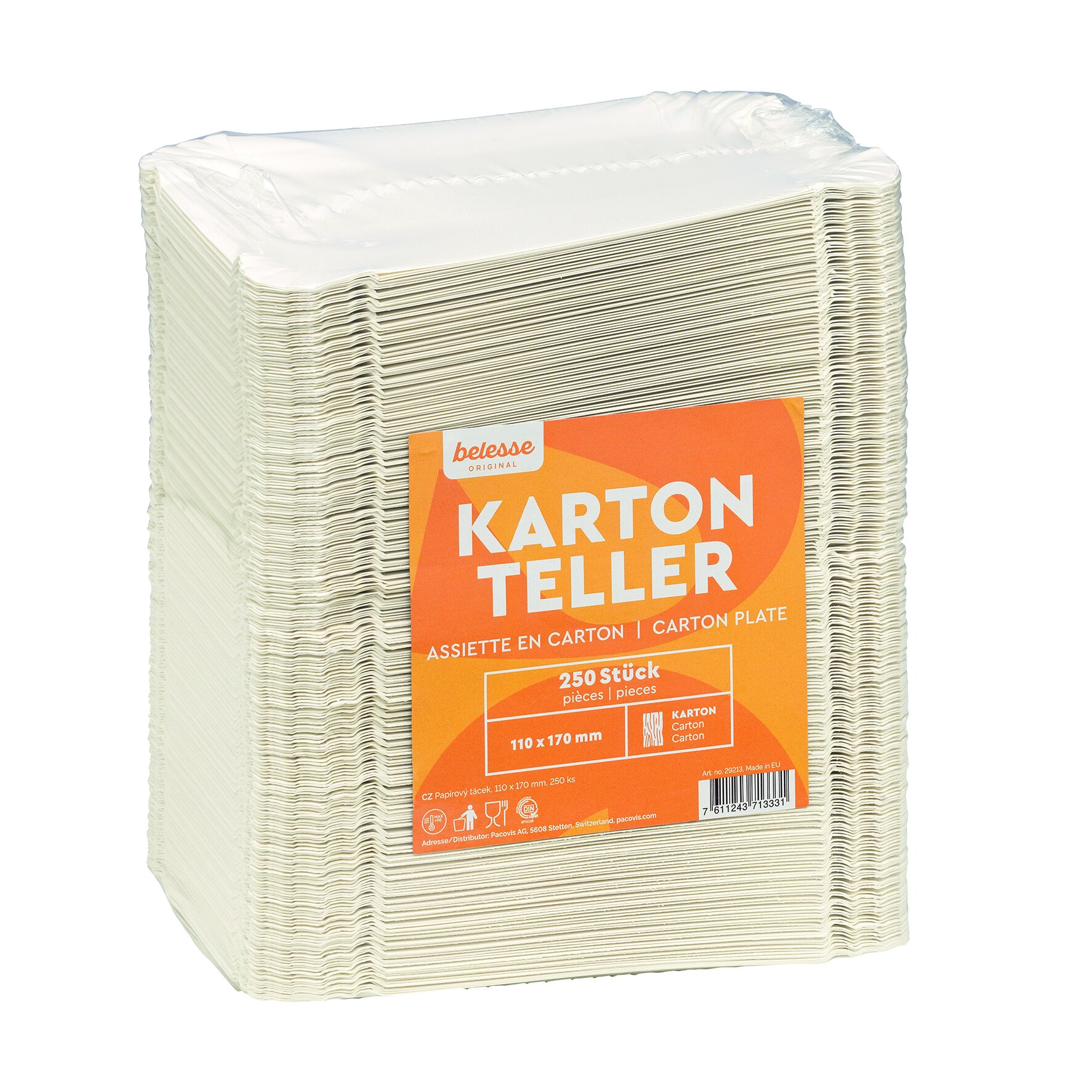 Teller belesse Kraft-Karton, weiß, rechteckig, 11 x 17cm