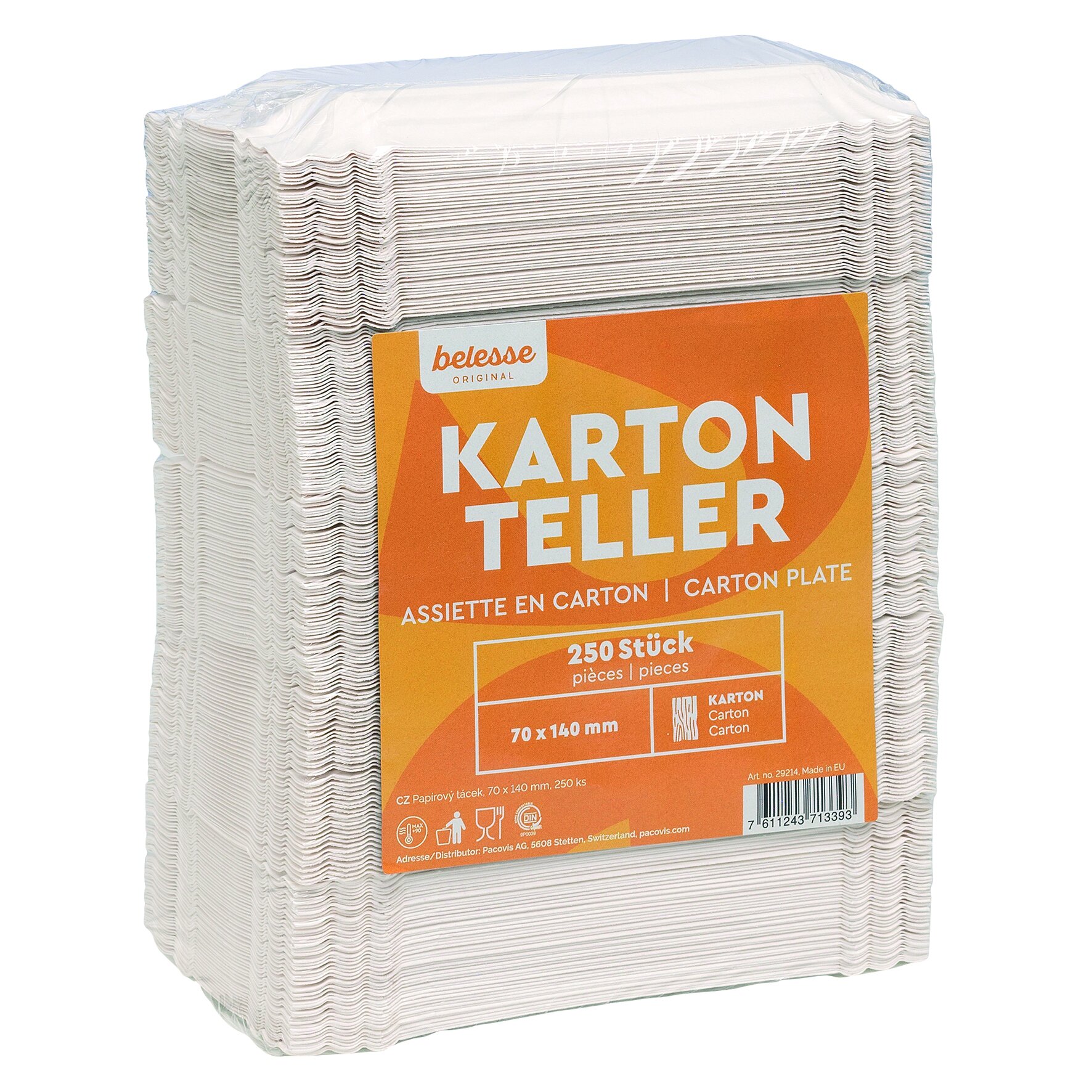Teller belesse Kraft-Karton, weiß, rechteckig, 7 x 14 cm