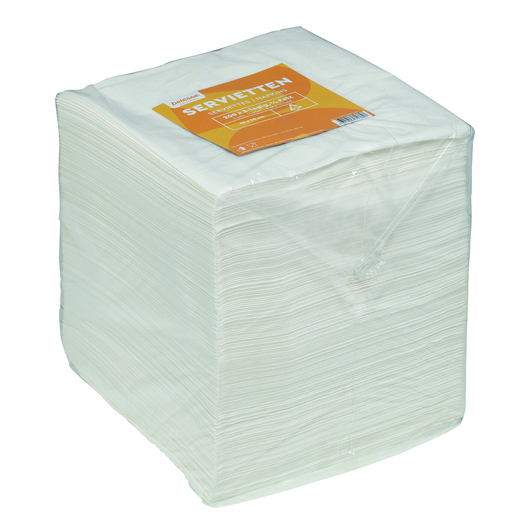 Serviette suplesse Papier, weiß, 3-lagig, 1/4-Falz, 40 x 40 cm