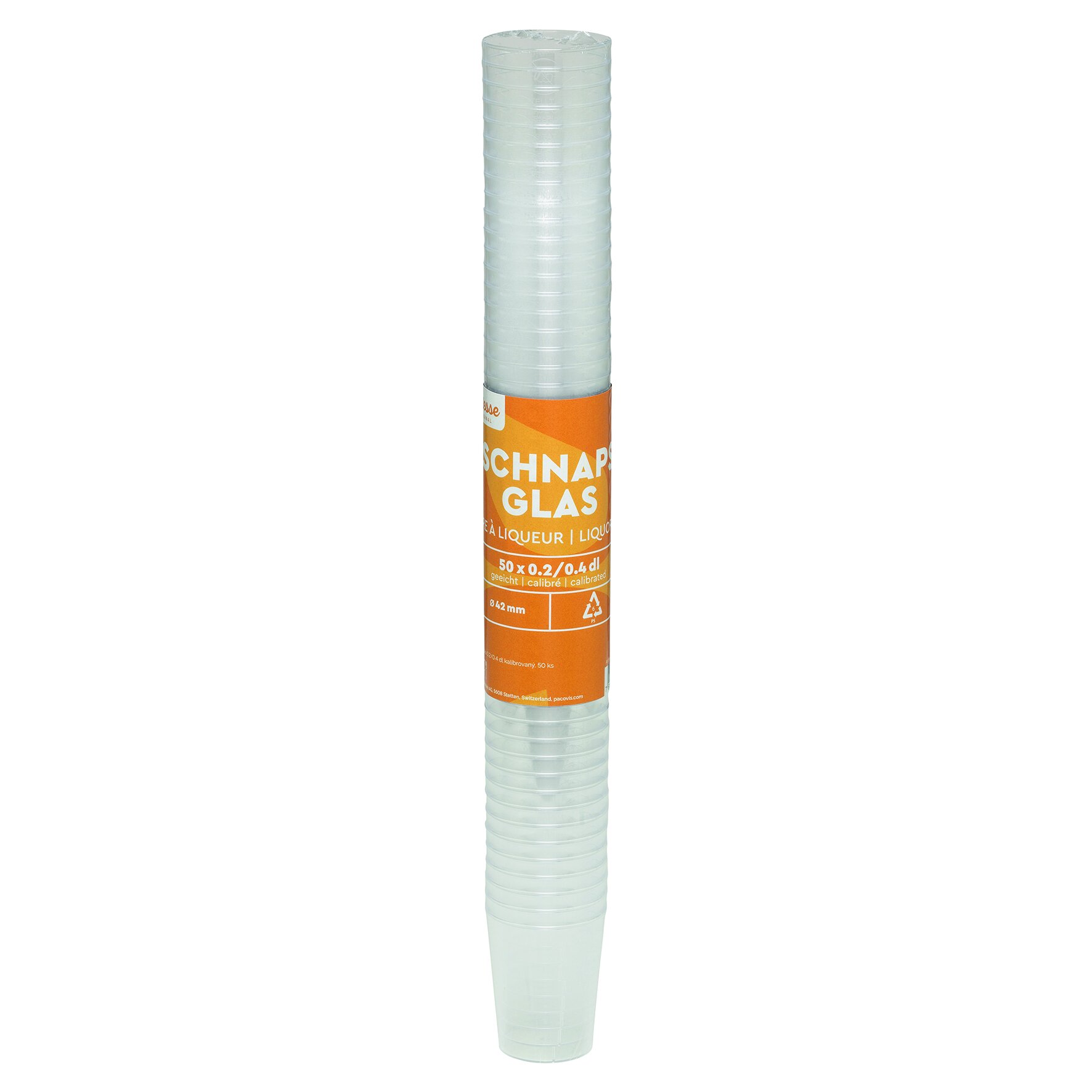 Shotbecher geeicht SUP-Logo PS, transparent, 4 cl