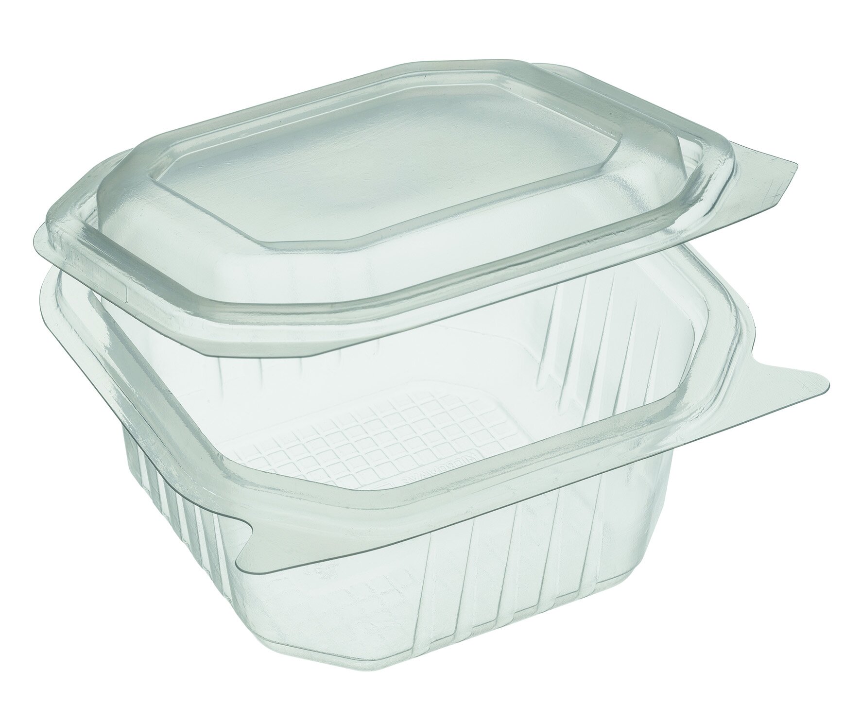 Schale mit Klappdeckel PP, transparent, achteckig, 375 ml