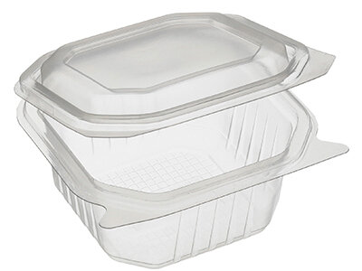 Schale mit Klappdeckel PP, transparent, achteckig, 750 ml