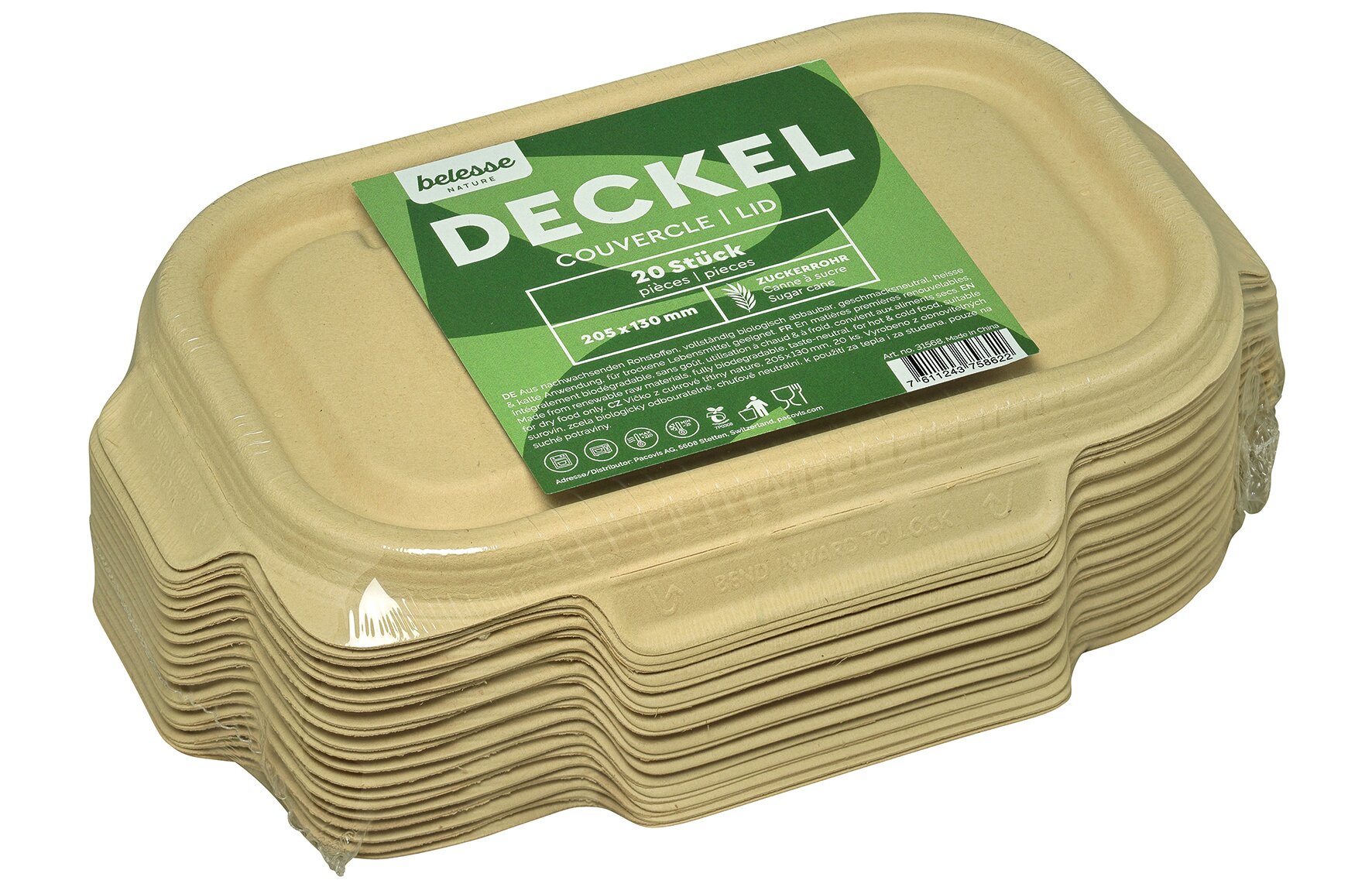 Deckel naturesse Zuckerrohr, braun, 20,5 x 13 cm