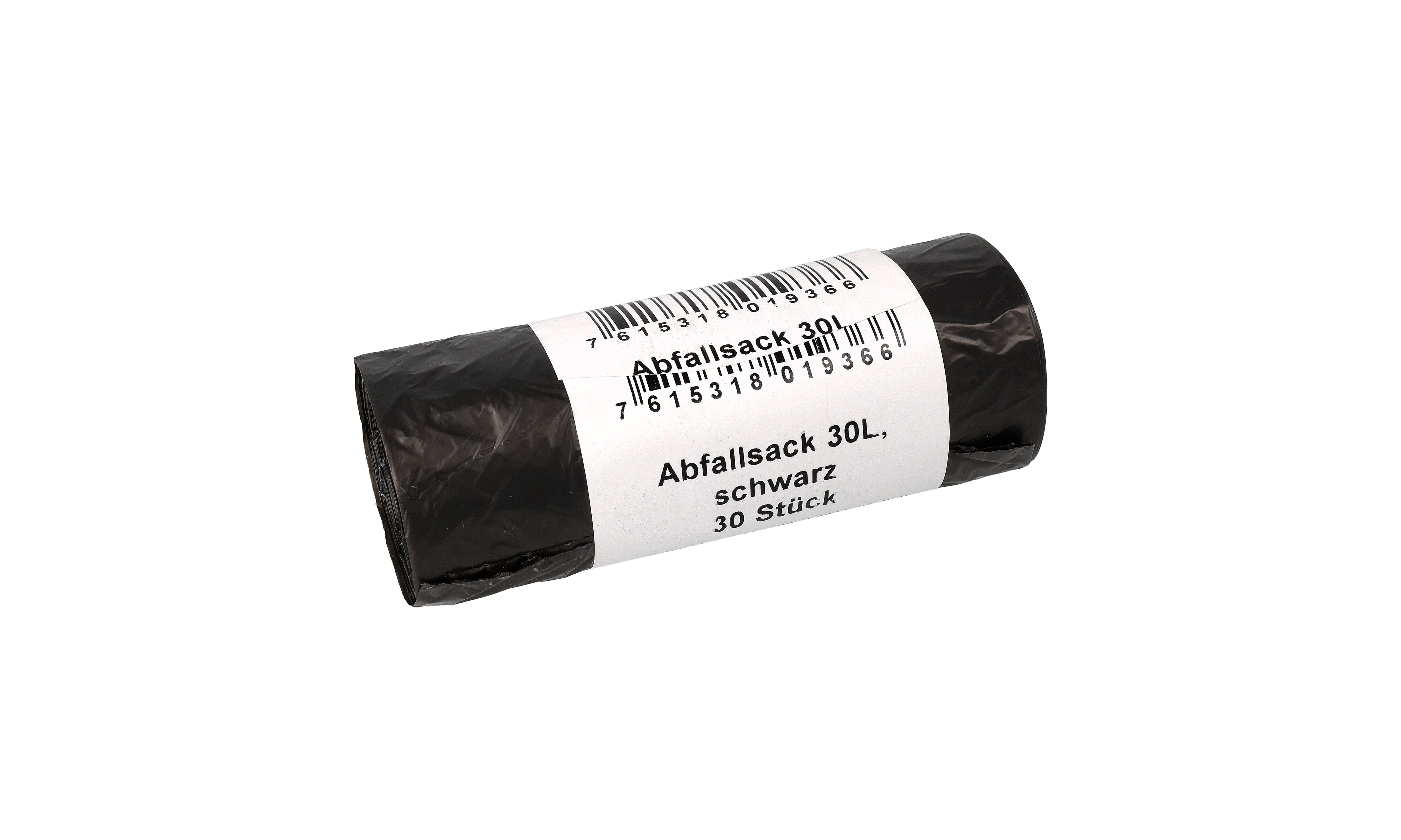 Abfallsack HDPE, 30l, schwarz 9my, 30 Rollen á 30 Stk