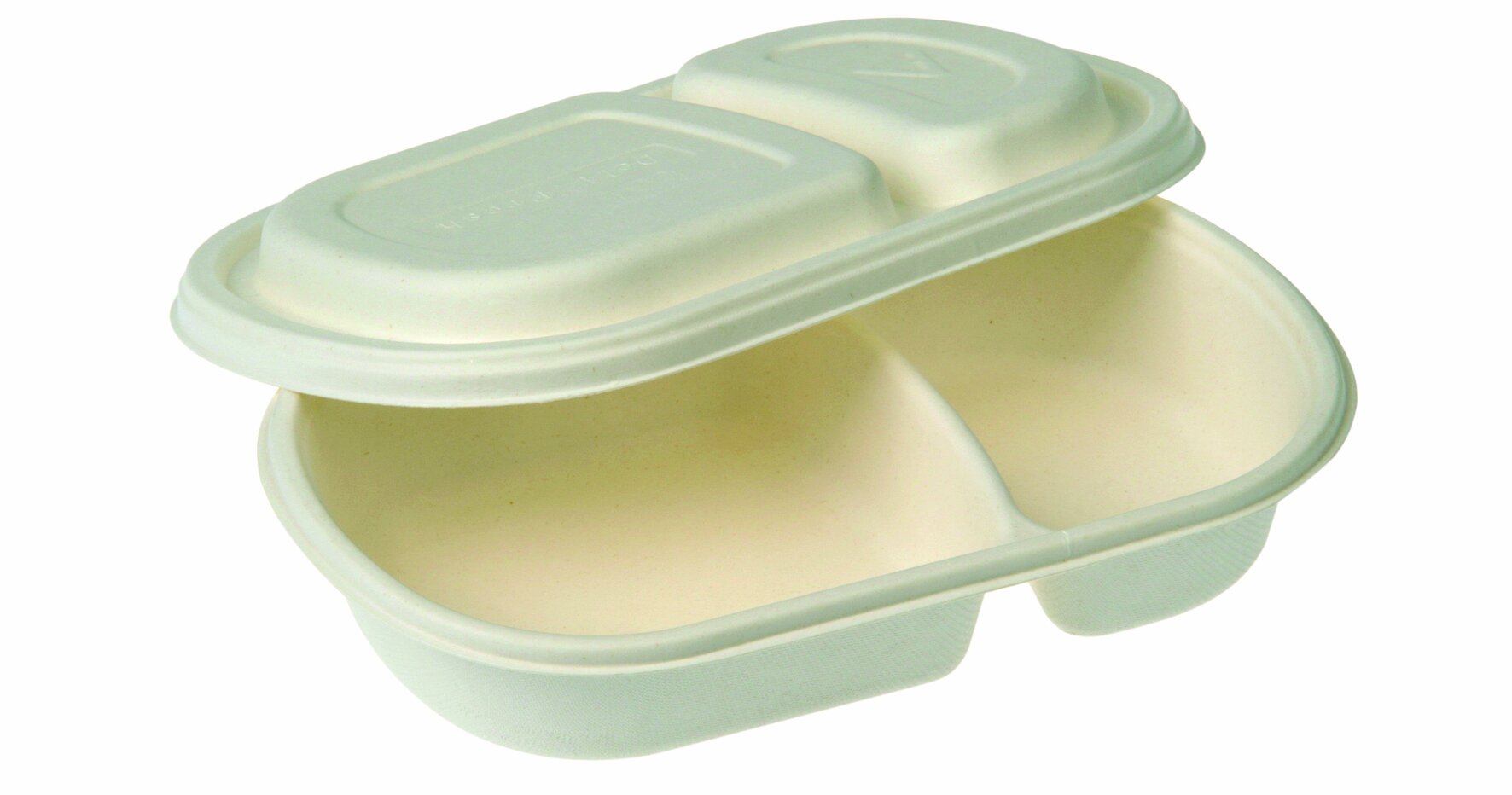 Schale mit Deckel naturesse Zuckerrohr, weiß, rechteckig, 2-geteilt